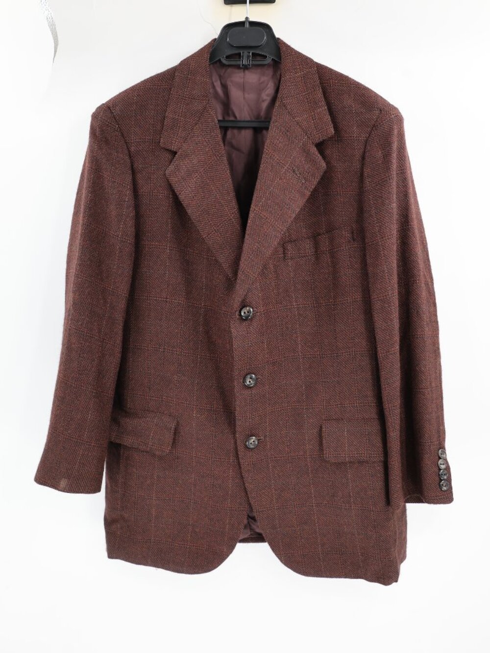 VTG Oxxford Clothes Sport Coat Men’s 42S Pure Alpaca windowpane 3 Button Plaid